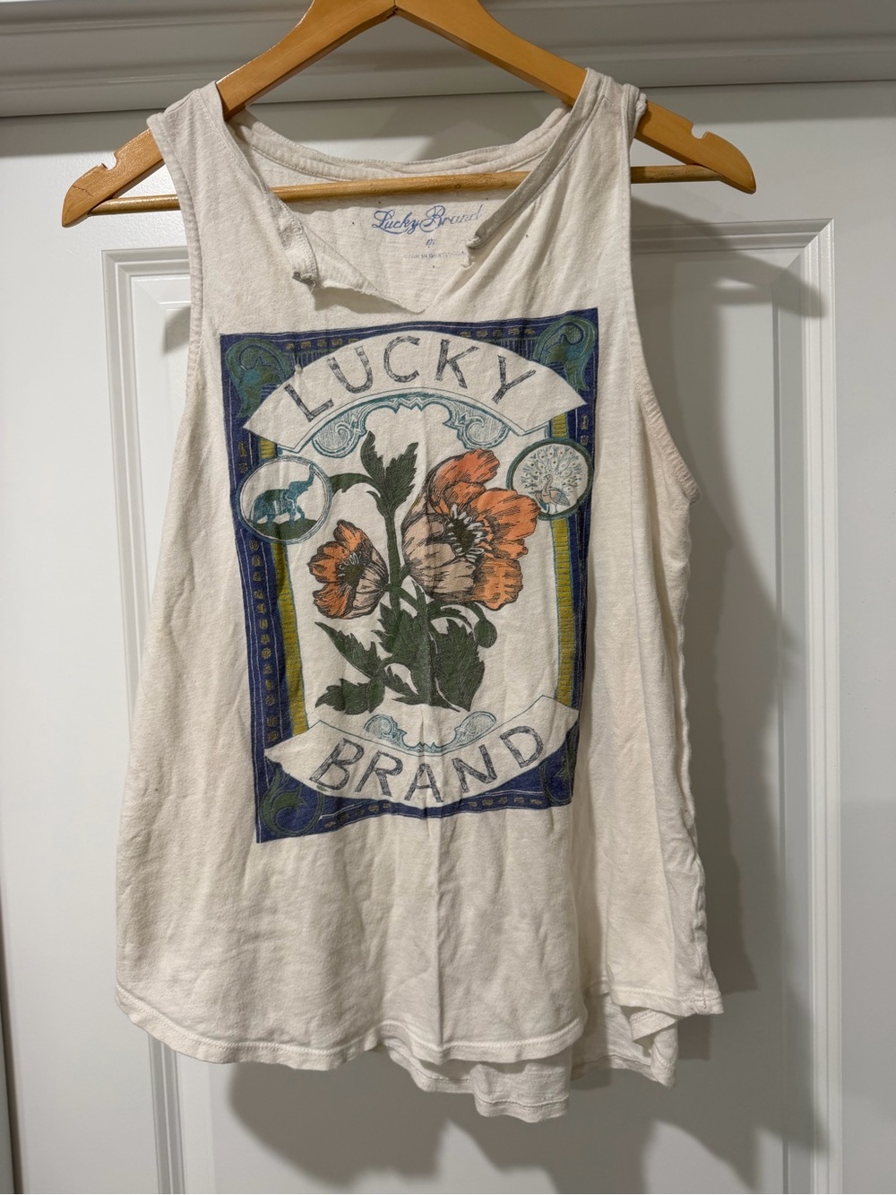 Lucky Brand Cream Tank with Floral Graphic